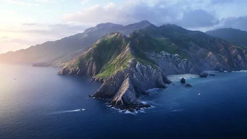 Emerald Cliffs Rise Where Ocean Meets Sky.