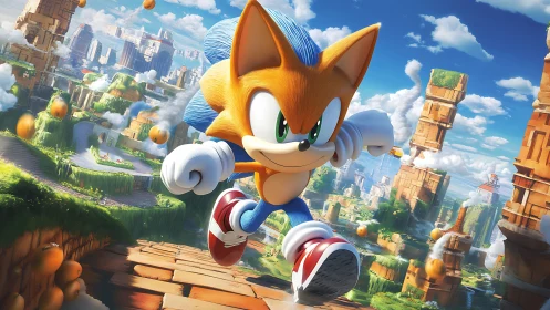 Turbo fox hero sprints through gravity-bent canyon world.