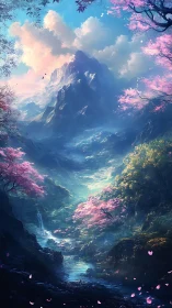 Mystic alpine valley glows under soft dawn light