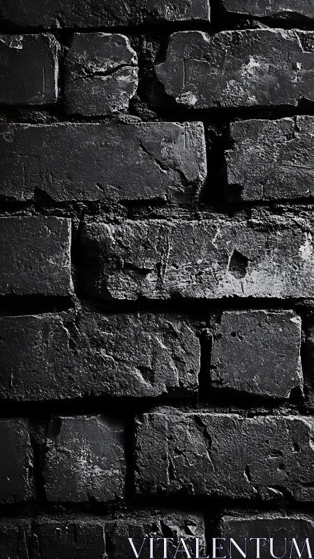 Dark textured brick wall with rough worn surfaces.