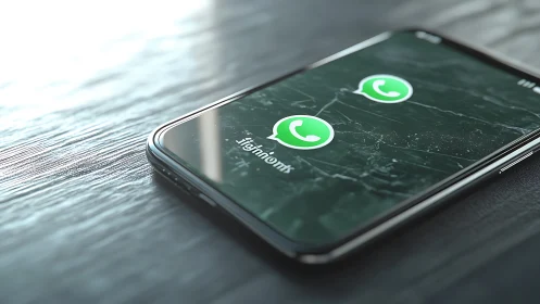 Sleek smartphone screen gently glowing with chat icons.