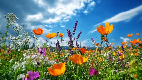 Wildflower Meadow in Radiant Sunlight.