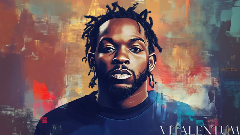 Digital portrait of man against abstract multicolor background.