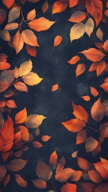 Gentle autumn leaves drifting over deep twilight blue.