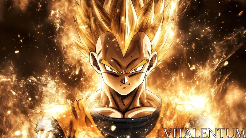 Supercharged warrior stands carved from wildfire light