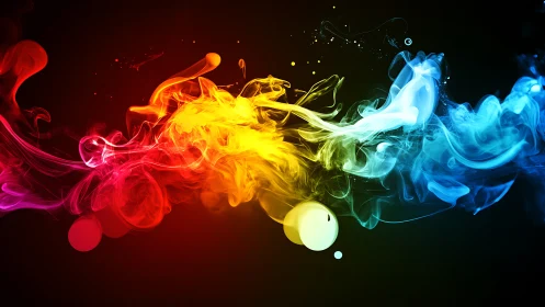 Vivid spectral smoke waves across deep black void.