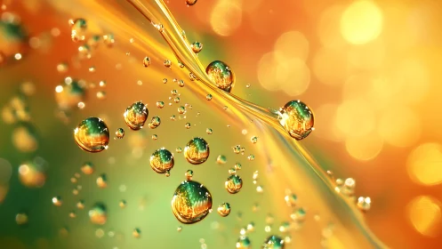 Sunlit droplet parade over molten citrus horizons.