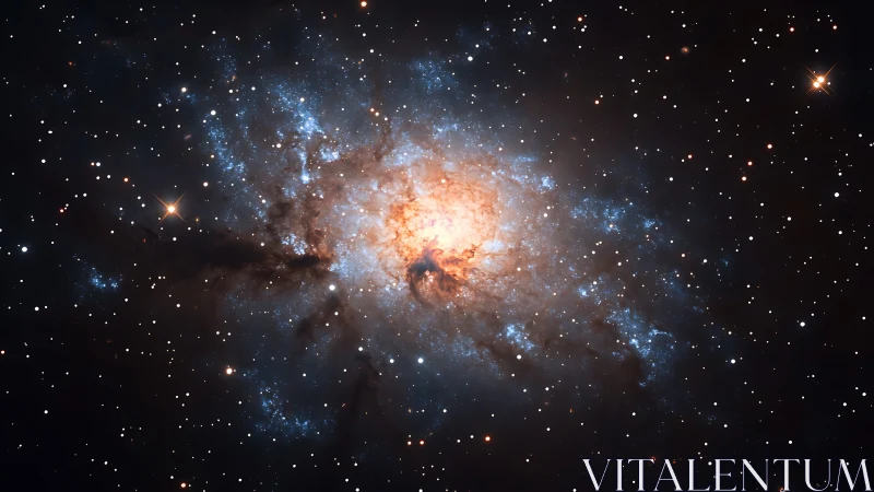 Stellar nebula core radiates within dense galactic starfield.