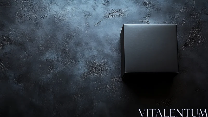 Midnight mystery box on stormy dark textured backdrop.