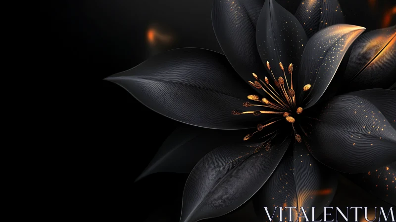 Black Lotus with Golden Accents in Darkness.