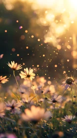 Golden Hour Dreams Where Daisies Glow With Soft Luminescence