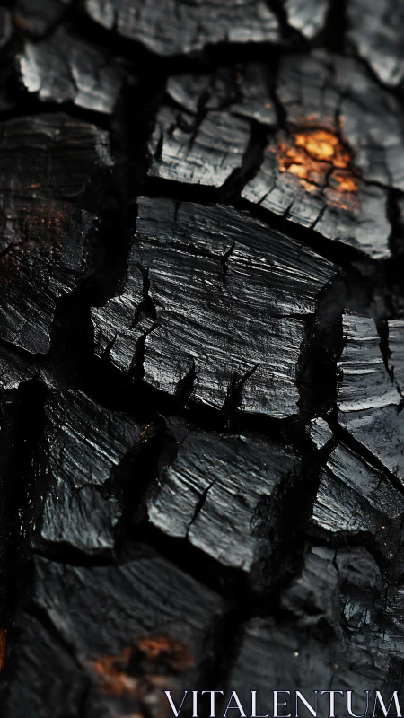 Charred wood fragments with glowing embers