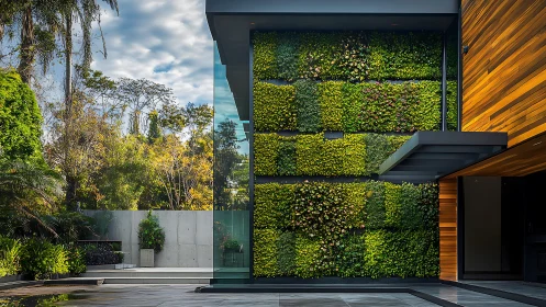 Modern Architecture with Living Green Wall Installation.