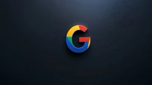 Three-dimensional Google Wordmark Illuminated on Textured Surface.