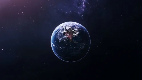 Terrestrial hemisphere with nocturnal city luminance in orbit.