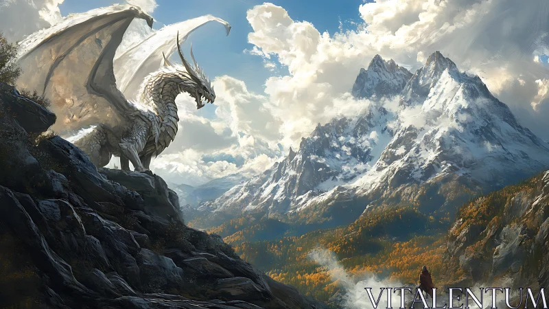 Crystalline alpine dragon surveying stratified mountain valley.