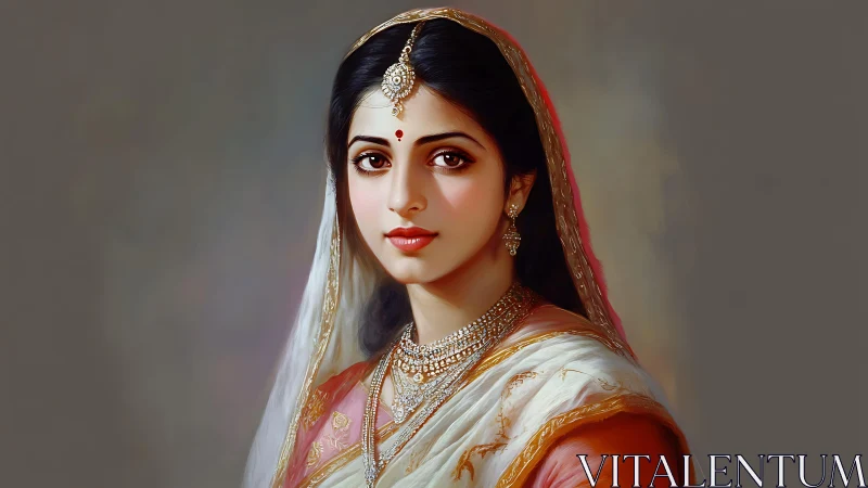 Digital portrait shows woman in traditional Indian attire