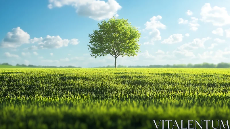 Solitary meadow guardian under a sparkling summer sky.