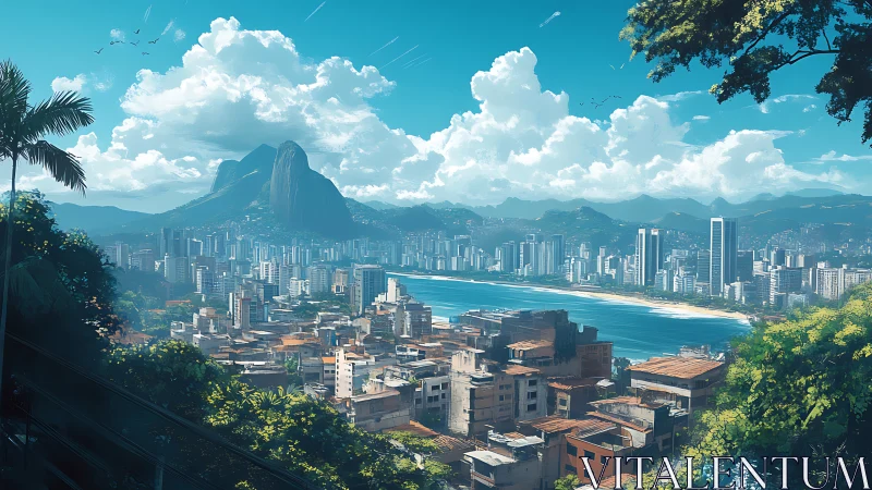 Coastal metropolis with dense housing and distant mountains.