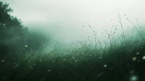 Mist-kissed meadow where quiet grasses hold the dawn.