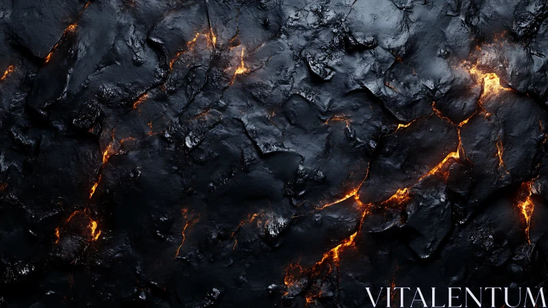 Molten lava cracks traverse darkened igneous surface with incandescent veins.