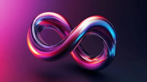 Chromatic infinity loop rendered as luminous 3D torus form