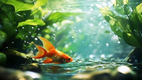 Hydrodynamic goldfish in refracted freshwater caustics.