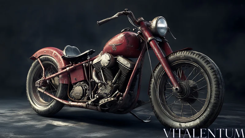 Weathered vintage bobber motorcycle with patina and wear