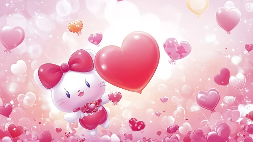 Adorable Kitten Spreads Love With Giant Pink Heart Balloon