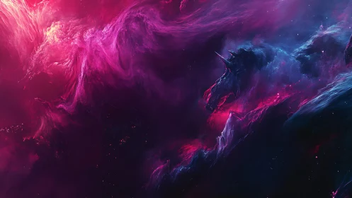 Starlit nebula unicorn drifting through a dreamy cosmos.