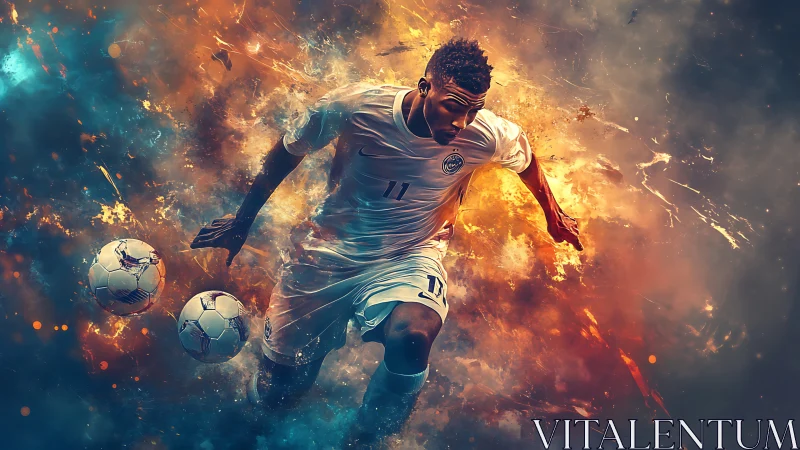 Streaking striker bends fire and nebula into pure velocity