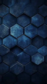 Dark blue hexagonal panels form a textured 3D surface