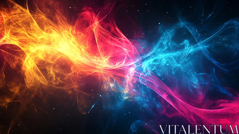 Cosmic collision of neon energy streams in deep space.