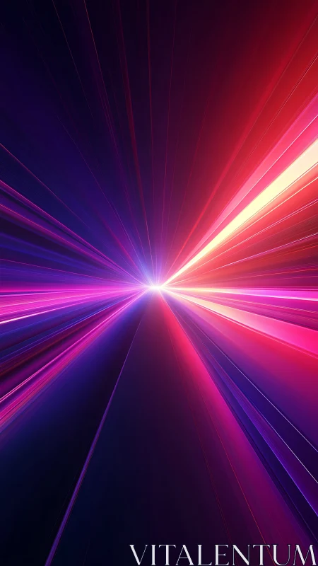 Radial neon light beams converging toward bright center.