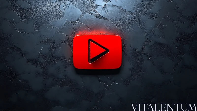 Red Play Button Icon on Textured Dark Surface