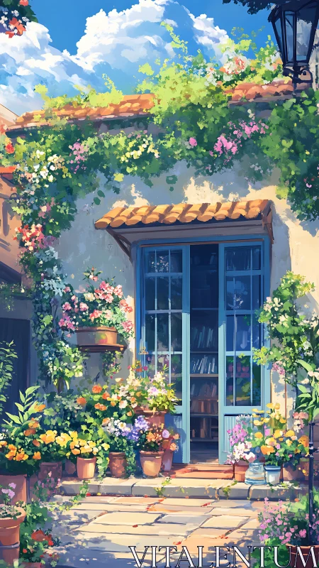 Sunlit garden doorway inviting you into a cozy book nook.
