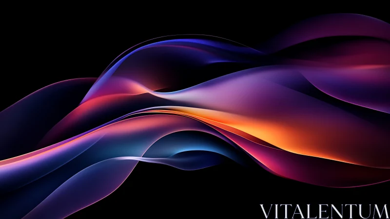 Neon tidal ribbons surfing a midnight digital horizon.