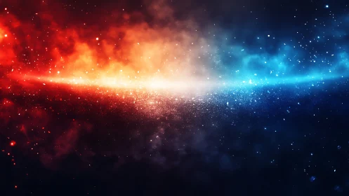 Nebular dust band with red and blue opposing gradients.