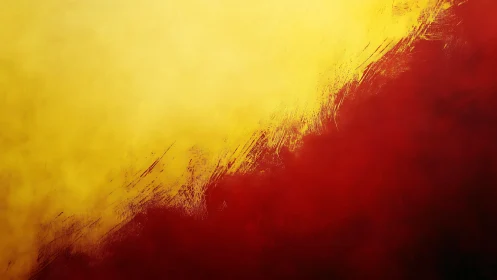 Diagonal burst of yellow over deep red abstract field.