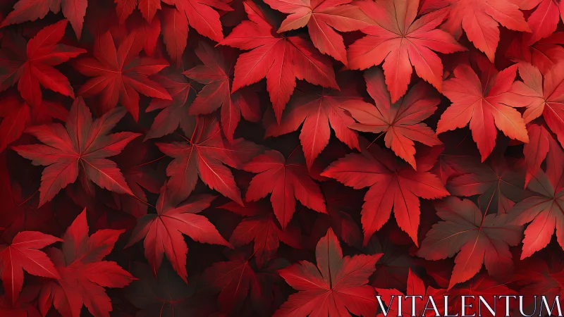 Crimson maple leaves form dense layered autumn tapestry