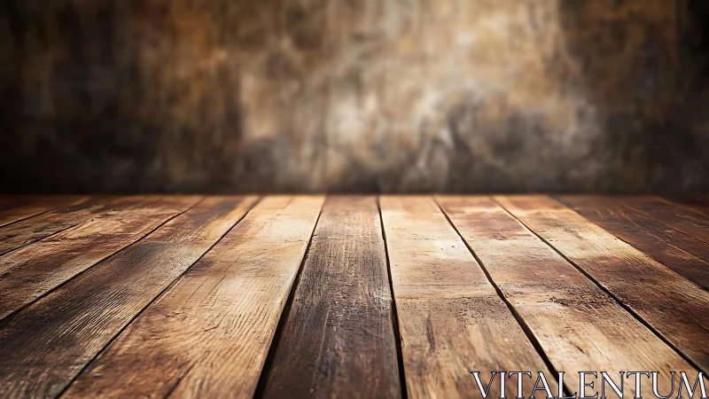 Rustic Wooden Table Surface with Blurred Vintage Background.