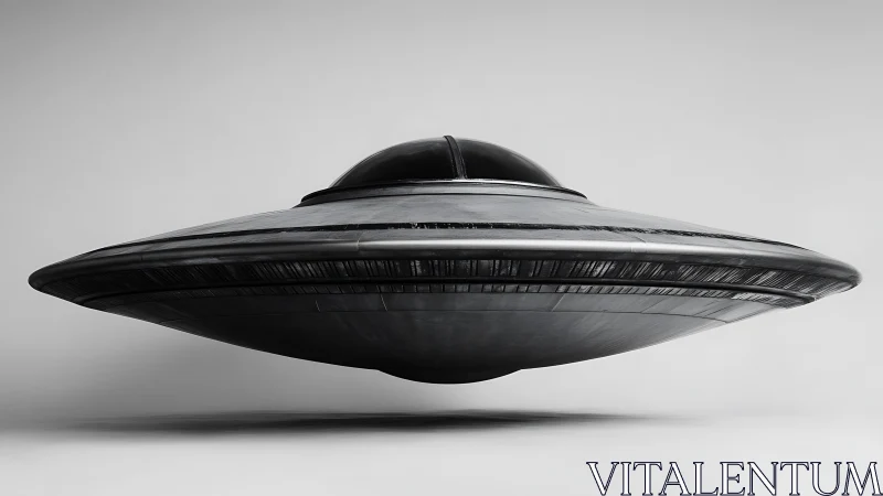 Monochrome metallic saucer-shaped craft with smooth axial symmetry