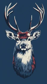 Stylized stag portrait rendered in bold minimalist colors.