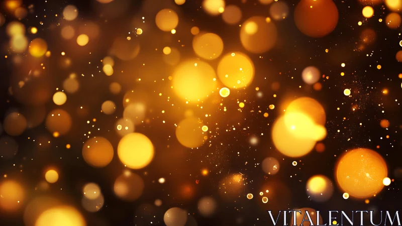 Warm golden bokeh lights abstract background with festive glow.