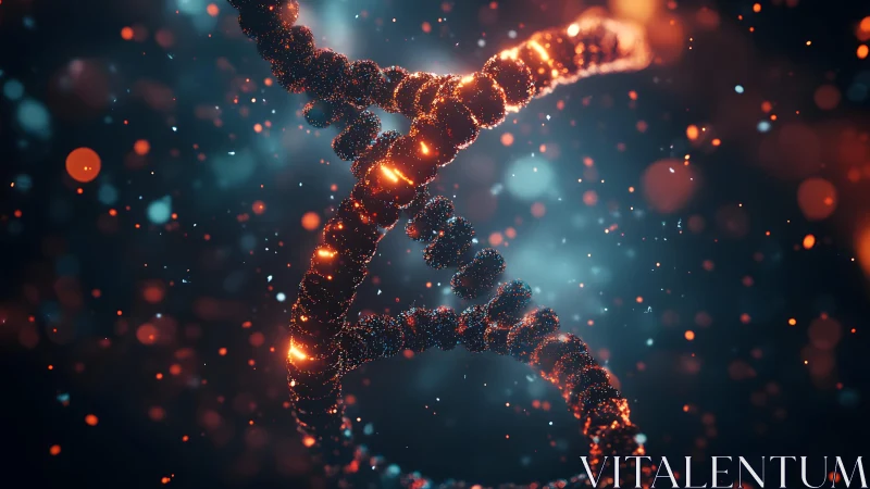 Glowing DNA double helix in a vibrant digital art style.
