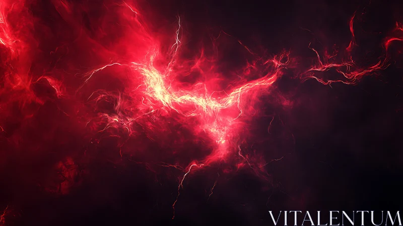 Crimson plasma nebula forms luminous fractal vortex in void