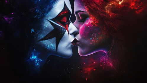 Cosmic Connection: Two Souls Meeting in Vibrant Light