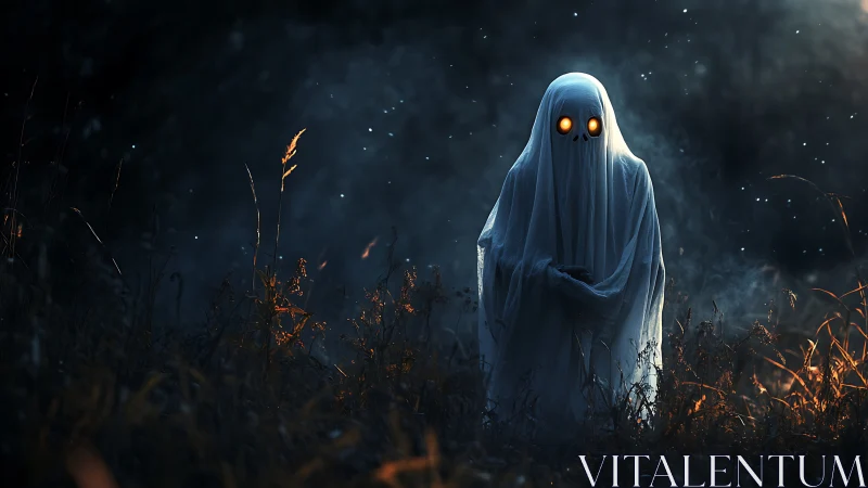 Lantern-eyed ghostling wandering through emberlit twilight.