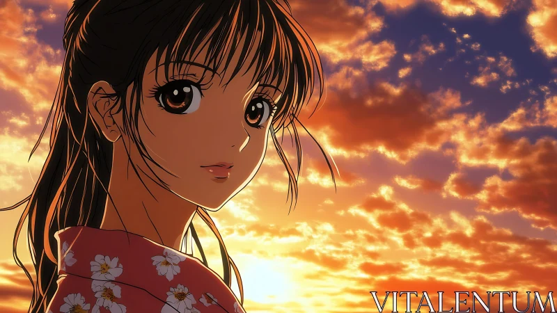 Sunset-kissed girl quietly turns toward tomorrow’s sky