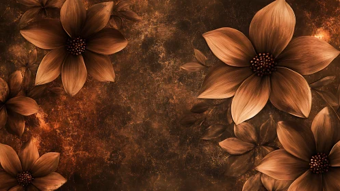 Golden Flowers Dance Across Textured Warmth